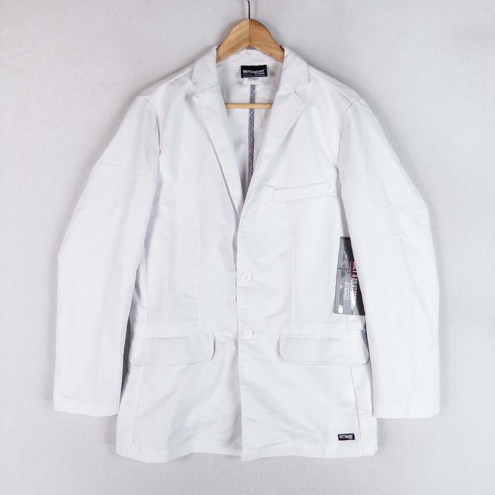 Grey's Anatomy Mens Lab Coat 36 White Professional Medical Consultation 4 Pocket